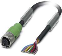 Câble de capteur M12 PVC 12 pôles femelle droit codage A, longueur 8,0 mètres noir profond RAL 9005, diamètre extérieur du câble