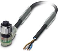Câble de capteur Phoenix Contact M12 en PUR avec LED, connecteur femelle à 4 pôles coudé, compatible avec les chaînes porte-câbles, codage A, longueur 23,0 mètres