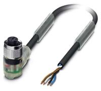 Câble de capteur Phoenix Contact M12 en PUR avec LED, connecteur femelle à 4 pôles coudé, compatible avec les chaînes porte-câbles, codage A, longueur 22,0 mètres