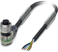 Câble de capteur Phoenix Contact M12 en PUR avec LED, connecteur femelle à 5 broches coudé, compatible avec les chaînes porte-câbles, codage A, longueur 10,0 mètres