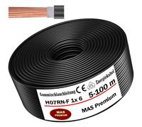 Câble de chantier H07RN-F 1x6mm², Tuyau caoutchouc flexible, 5 à 100m