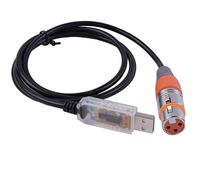 Câble de commande USB vers DMX RS485 - Adaptateur convertisseur série FTDI XLR 3 broches - Câble d'éclairage de scène (1 m, coque transparente USB)