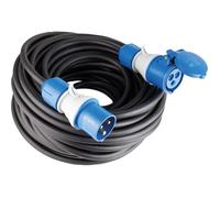as - Schwabe câble de rallonge de Camping CEE 25m | avec nouvel indicateur de tension powerlight, fiche et prise CEE, 3-pin, 230 V /16 A, extérieur IP44 étanche, noir I 61409
