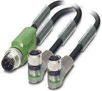 Câble de distribution Phoenix Contact M12/M8/M8 avec LED 1xbroche/2xprise droite/coudée. 3/3 pôles. Codage A, 24 V, 4 A,