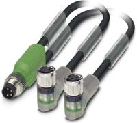 Câble de distribution Phoenix Contact M8/M8/M8 avec LED 1 broche/2 connecteurs droits/coudés. 3/3 pôles. Codage A, 24 V, 4 A,