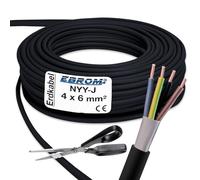 Câble de masse NYY-J 4x6 mm² au mètre: câble d'alimentation tranches de 1 mètre