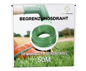 Câble de Périmètre 50m pour Robot Tondeuse - Fil Universel de 2.7mm | Bobine avec dérouleur pour installation facile, compatible avec Gardena, Husqvarna, Worx et Bosch, gaine verte résistante