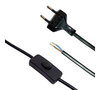Câble de raccordement avec fiche et interrupteur Noir 1,50 m Câble d'alimentation avec interrupteur à bascule et fiche plate 2 x 0,75 mm² 250 V SW