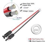 Câble de raccordement photovoltaïque de 1,5 m, CC, 10 AWG, 4,0 mm², avec connecteur pour ventilateur et interrupteur - Adaptateur d'alimentation solaire pour panneaux solaires et onduleur.