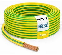 Câble de terre B.E.S.T. H07V-K, 6 mm², vert et jaune, flexible, en cuivre étamé, gaine PVC, type NYAF, bobine de 50 mètres