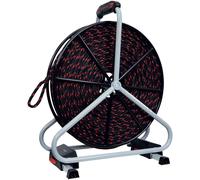 Câble de traction RUNPOTEC en polyester Ø 10 mm, avec enrouleur, charge de rupture 1 640 kg, noir, rouleau de 120 m, 1 pièce.