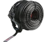 câble de treuil synthétique, 3/8 pouce x 100 pieds, 26 500 lbs Câble de ligne de treuil synthétique avec gaine de protection + crochet de treuil forgé + tirant, adapté universellement aux SUV, grands 