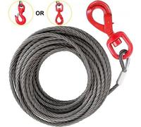 Câble de treuil VEVOR, capacité de charge 2000 kg, câble en fil d'acier pour treuil, longueur 15 m, câble en fil d'acier avec crochet tournant autobloquant, câble de treuil à âme d'acier de 9,5 mm ave