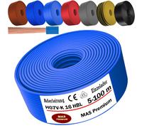 MAS Premium De 5 à 100m Câble conducteur H07 V-K 16 mm² Noir Brun Bleu foncé Vert jaune Gris Bleu clair Orange ou Rouge Fil conducteur flexible (Bleu clair, 100m)