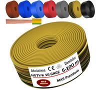MAS Premium De 5 à 100m Câble à conducteurs H07 V-K 16 mm² Noir Brun Bleu foncé Vert jaune Gris Bleu clair Orange ou Rouge Conducteur unique flexible (Vert jaune, 100m)