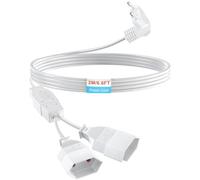 Câble d'extension 2 prises Euro - Longueur européenne - Câble d'alimentation de 2 m - Câble d'alimentation 2 en 1 - Prise triple type C - 0,75 mm² max 2,5 A/250 V - Pour TV, PC, ordinateur, moniteur
