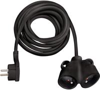 Câble d'extension avec connecteur plat - Boîtier de prise double - Connexion gain de place - Anneau de déverrouillage rétractable - 3 mètres - Noir