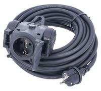 Câble d'extension en caoutchouc massif à 3 voies, boîtier IP44, 230 V/16 A, 25 mètres