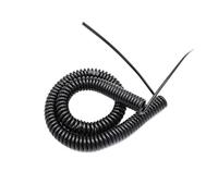 Câble d'extension en spirale à 2 noyaux, câble d'alimentation télescopique noir à ressort 24 AWG, 20 AWG, 17 AWG, 14 AWG, 2,5 à 7,5 m (2 conducteurs 14 AWG, longueur de la ligne 5 m)