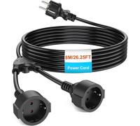 Câble d'extension IP44 pour extérieur, avec 2 prises Schuko - 8 m - 3 x 1,0 mm² de cuivre pur - PVC - 250V/13A/3250W - Bureau