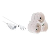 Câble d'extension KPSM5W 230V 5m,Rallonge Euro avec fiche et Prise Euro,rallonge de câble d'alimentation pour 230V,Prise,Couleur Blanche & Zenitech Triplite 3X 16A Triangulaire Blanc