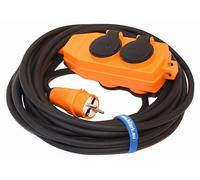 Câble d'extension OWY H05VV-F 3x1,5, longueur 15 mètres, avec boîtier de distribution orange