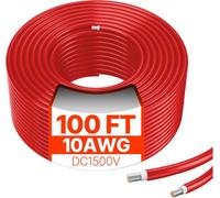 Câble d'extension pour panneau solaire 30,48 m/100 pieds, 10 AWG, étanche, PV, 6 mm², rouge