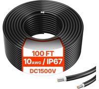 Câble d'extension pour panneau solaire 30,48 m/100 pieds, 6 mm²/10 AWG, étanche, PV, 6 mm², noir