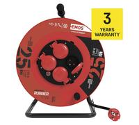 EMOS Câble d'extension extérieur sur tambour 25 m / 4 prises / noir / caoutchouc / 230 V / 1,5 mm2, P084251