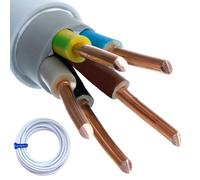 Hilark Cable Tech NYM-J 5x6 mm2 5g6 Câble pour locaux humides Câble pour courant fort Câble électrique Câble d'installation Blanc 50m