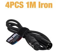 Câble DMX - Câble de signalisation et de connexion à 3 pôles - Lot de 4 - 1 mètre - Acier - DMX512 - Pour scène et DJ