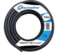 Electraline 11761 Couronne de Cable H05 VV-F 3G1,5 10M Noir