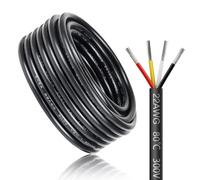 Câble électrique 10 mètres 22 AWG 4x0,3mm² à 4 conducteurs, fil de cuivre étamé flexible, impédance faible, compatible alimentation LED 5V / 12V / 24V, résistance aux hautes températures