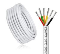 Câble électrique 10 mètres 22 AWG 6x0,3mm² à 6 conducteurs, blanc fil de cuivre étamé flexible, impédance faible, compatible alimentation LED 5V / 12V / 24V, résistance aux hautes températures