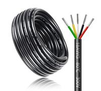 Câble électrique 20 mètres 18 AWG 5x0,75mm² à 5 conducteurs, fil de cuivre étamé flexible, impédance faible, compatible alimentation LED 5V / 12V / 24V, résistance aux hautes températures