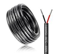 Câble électrique 30 mètres 14 AWG 2x2,0mm² à 2 conducteurs, fil de cuivre étamé flexible, impédance faible, compatible alimentation LED 5V / 12V / 24V, résistance aux hautes températures