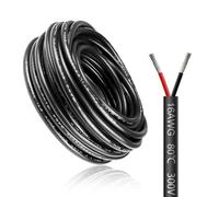 Câble électrique 30 mètres 16 AWG 2x1,5mm² à 2 conducteurs, fil de cuivre étamé flexible, impédance faible, compatible alimentation LED 5V / 12V / 24V, résistance aux hautes températures