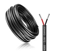 Câble électrique 30 mètres 20 AWG 2x0,5mm² à 2 conducteurs, fil de cuivre étamé flexible, impédance faible, compatible alimentation LED 5V / 12V / 24V, résistance aux hautes températures