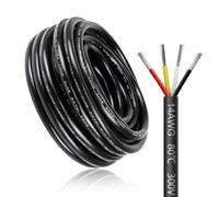 Câble électrique 5 mètres 14 AWG 4x2,0mm² à 4 conducteurs, fil de cuivre étamé flexible, impédance faible, compatible alimentation LED 5V / 12V / 24V, résistance aux hautes températures