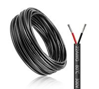 Câble électrique 50 mètres 22 AWG 2x0,3mm² à 2 conducteurs, fil de cuivre étamé flexible, impédance faible, compatible alimentation LED 5V / 12V / 24V, résistance aux hautes températures