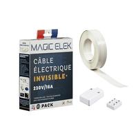 Câble électrique invisible ultra plat 5M 230V/16A - 3 LIGNES - PACK LUMINAIRE disparaît sous peinture, papier peint, carrelage… Fini les goulottes passe câble