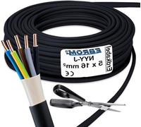 Câble électrique NYY-J - Câble de distribution - Câble d'installation - Diamètre 5 x 16 mm² - Au mètre - Noir