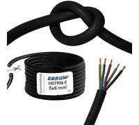 Câble en caoutchouc flexible H07RN-F 5 x 6 mm² noir pour station de charge murale, boîtier de chargement de voiture électrique, connecteur de station de charge, 5 x 6 mm² au mètre, par incréments de 1