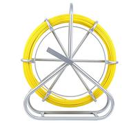 Câble en fibre optique professionnel Ø 6 mm 130 m avec support rouleau | Ruban rétractable en fibre de verre, diamètre 6 mm, force de traction 4,5 t, mécanisme de frein, gaine HDPE
