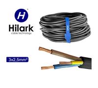 Hilark Cable Tech Câble H07RN-F 3x2,5 mm2 Câble de Chantier Industrie Convient pour l'extérieur (25m, Noir)