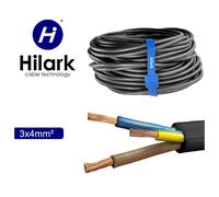 Hilark Cable Tech Câble caoutchouc H07RN-F 3x4 mm2 (3g4 mm2) (50m, Noir)