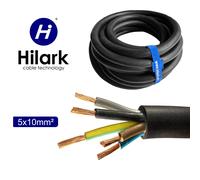 Hilark Cable Tech Câble caoutchouc H07RN-F 5x10 mm2 (5g10 mm2) (50m, Noir)
