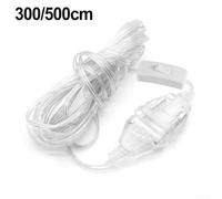 Câble Extension LED Transparent Avec Interrupteur Câble Extension(3-meter) | Fil pour cuivre pur, isolation PVC, interrupteur intégré, transparent discret, pour idéal pour guirlandes