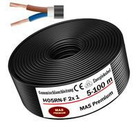MAS Premium Câble d'alimentation en caoutchouc - 5-100 m - H05RN-F - 2 x 0,75 mm², 2 x 1 mm², 3G0,75 mm² ou 3G1 mm² - Câble flexible pour appareils lourds (H05RN-F 2 x 1 mm², 15 m)