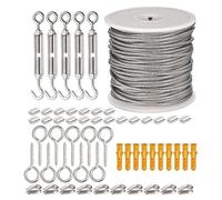 CâBle Inox Garde-Corps, 1 ensemble 15/30/50 M Kit de câble métallique multifonctionnel en acier inoxydable cordon tente corde à linge suspendue extérieur cordes garde-corps(15m)